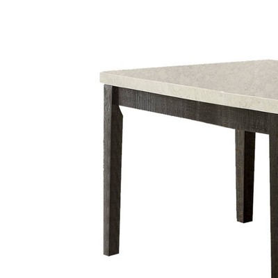 Nolan White Marble and Dark Oak Counter Height Table