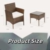 INFURNIC Patio Dining Sets Set 3 Pieces Patio Furniture, Outdoor with Glass Table, Wicker Rattan Patio Chairs for Porch, Lawns, Brown, 23"*22"*31.4" - 3 of 4