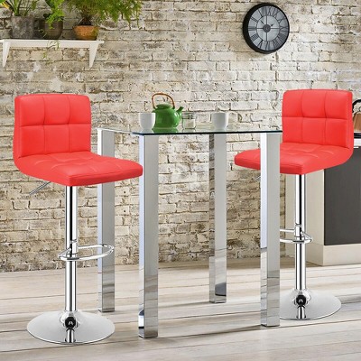 Costway Set Of 2 Bar Stools Adjustable Swivel Kitchen Counter Bar Chair ...