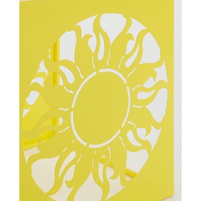 Yellow Metal Sun Icon Square Side Table