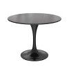 LeisureMod 5-PC Dining Set - 36" Round Dining Table Sintered Stone Top & Black Pedestal, 4 Velvet Dining Chairs in Black Steel Legs - 4 of 4