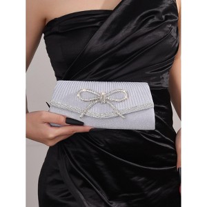 Paaaawaters Bow Evening Bag Sparkly Clutch Purses for Women Wedding Glitter Rhinestone Party Prom Purse Dressy Clutch Bags - 1 of 4