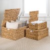 happimess Brooks Classic Farmhouse Woven Hyacinth Rectangular Storage Baskets with Lids and Handles - 2 of 4