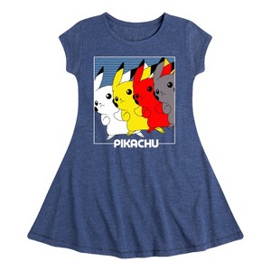Girls' - Pokémon - Pikachu Design Fit & Flair Cap Sleeve Dress - 1 of 3