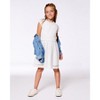 Deux par Deux Girl Bi-Material Mesh and Organic Cotton Dress Snow White - 2 of 4
