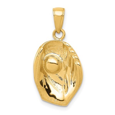 Black Bow Jewelry 14k Yellow Gold Baseball Glove and Ball Pendant