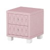NicBex Modern Nightstand with Drawers,Velvet Bedside Table with Crystal Knobs,Night Stand with Button-Tufted,Side Table for Bedroom,Living Room - 2 of 4