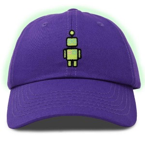 Dalix Robot Embroidered Glow in the Dark Retro Dad Hat Cotton Baseball Cap Adjustable Mens - 1 of 4