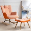 35.5-inch rocking chair, cotton and linen cushioned gliding chair with high backrest armrests, living room and bedroom - 3 of 4