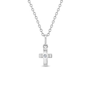 Girls' Dazzling CZ Cross Sterling Silver Necklace - In Season Jewelry - 1 of 4