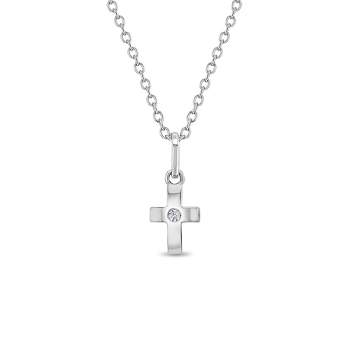 Girls' Dazzling CZ Cross Sterling Silver Necklace - In Season Jewelry