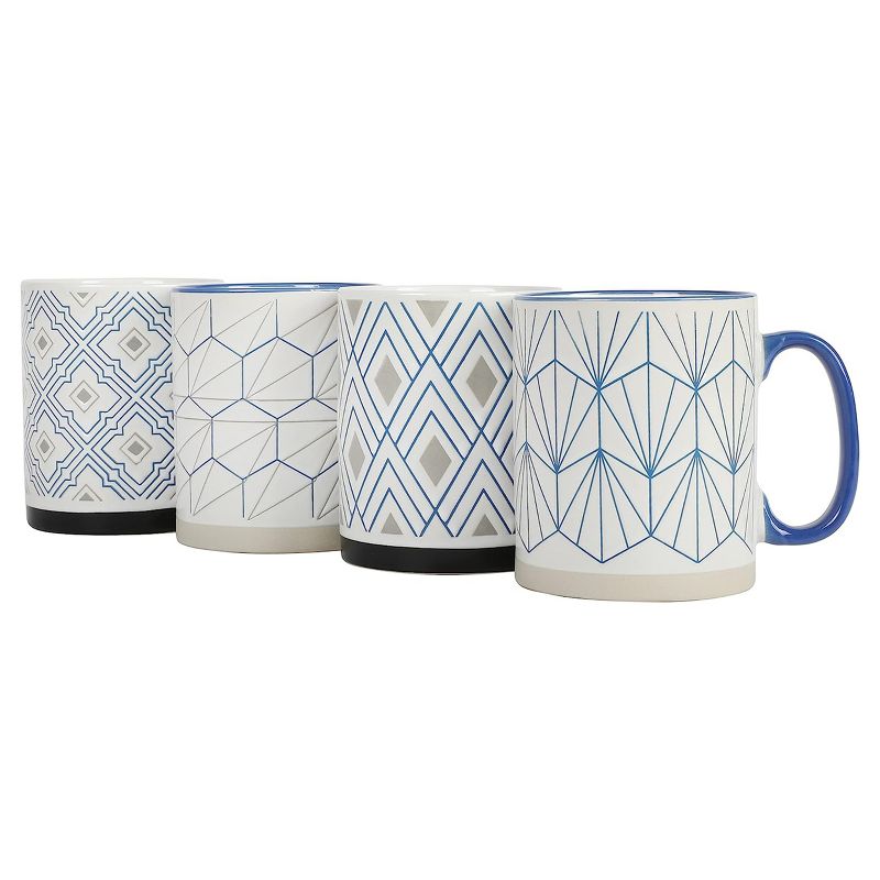 Mr. Coffee Parkmill 4 Piece 17 Ounce Stoneware Assorted Wax Relief Design Mug Set, 2 of 7