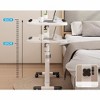 27.2-35.4" Foldable Standing Desk with Wheels, Height Mobile Overbed Tables, Black Metal Frame Portable Laptop Desk Bedroom Aids Hospital Bed Table - 4 of 4