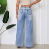 Coolmee Women's Baggy Wide Leg Jeans Trendy Distressed High Waist Split Hem Boyfriend Denim Pants - 3 of 4
