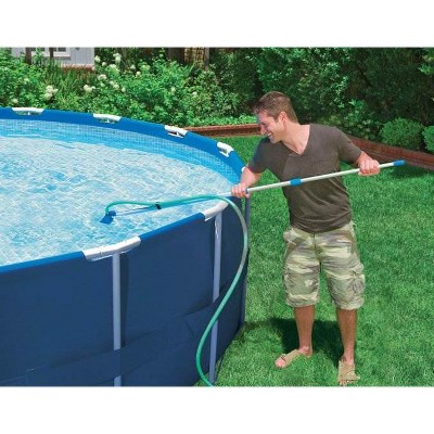 Blue and Silver Aluminum Pool Cleaning Kit with Telescoping Pole