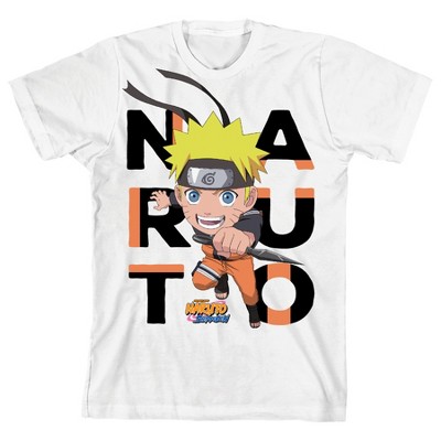 Naruto Shippuden Big Letters Title Logo Youth White Graphic Tee : Target
