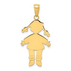 Black Bow Jewelry 14k Yellow Gold Girl with Ponytails Pendant, 17mm - 1 of 4