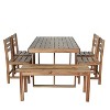 Janey 6-piece Acacia Wood Patio Dining Set, Outdoor Furniture with Removable Cushions, Ergonomic Chairs and Bench - Maison Boucle - 3 of 4