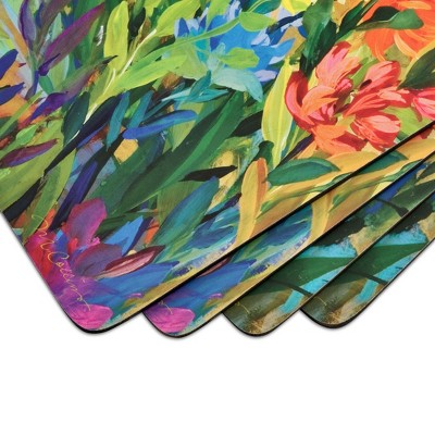 Vibrant Floral Hardboard Placemats Set of Four