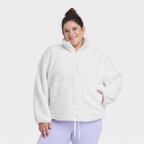 Women's High Pile Fleece 1/2 Zip Pullover - All In Motion™ Cream Xxl :  Target