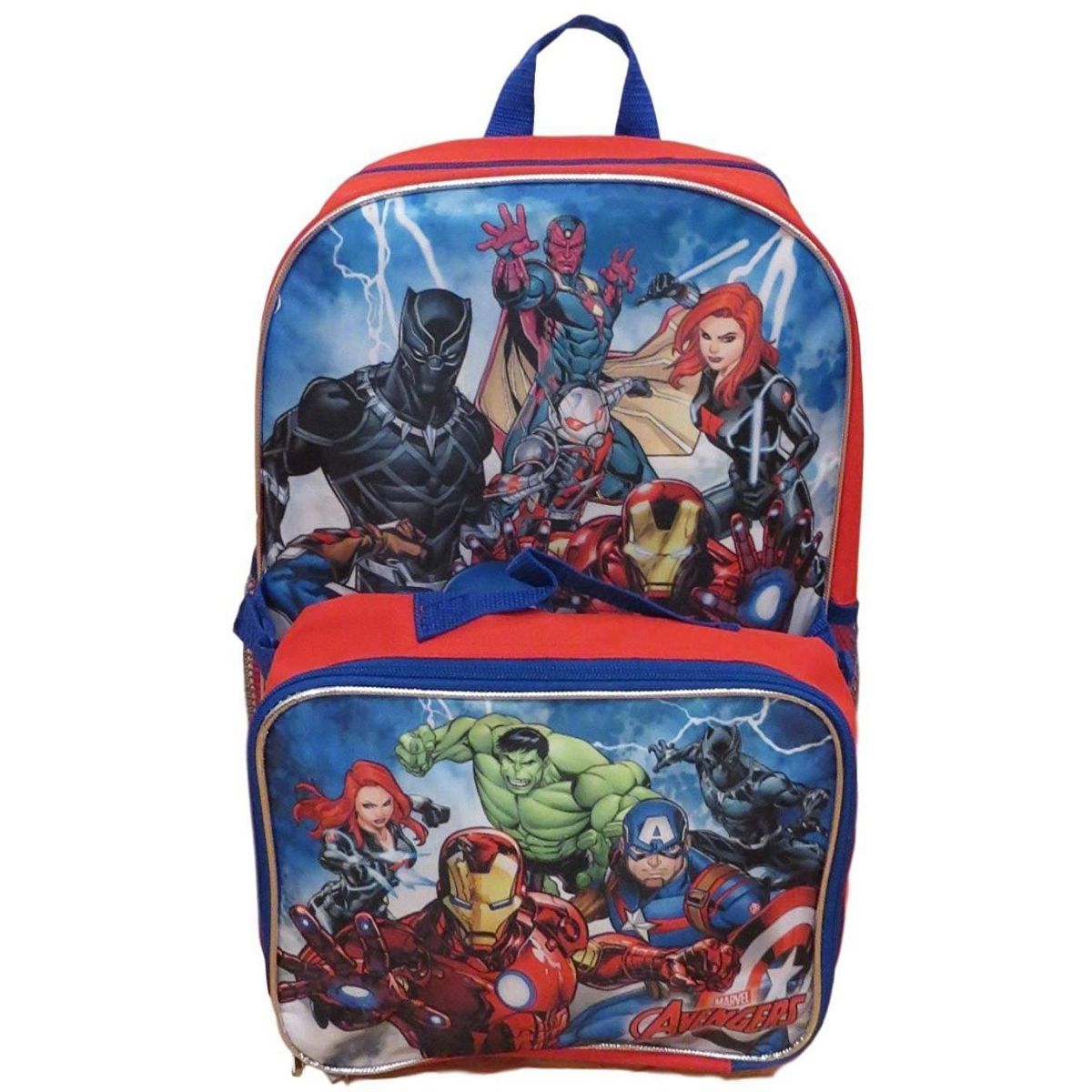 Marvel Avengers 16" Backpack With Detachable Matching Lunch Box Featuring Ant-Man, Black Panther and More