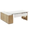 Resenkos Computer Desk, Office Desk, Study Desk,74" Executive Desk, L-Shaped Computer Desk Office Desk With Cabinet,White and Wood - 4 of 4