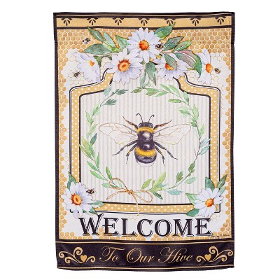 Evergreen Humble Bee Suede Garden Flag 12 x 18 Inches Indoor Outdoor Decor