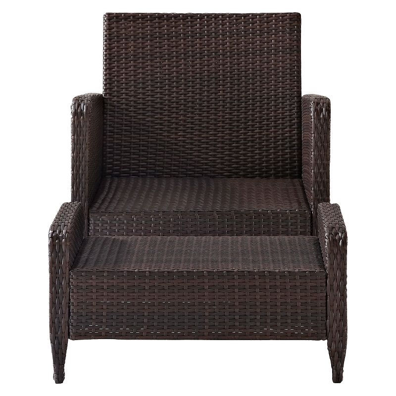 Kiawah 2pc Wicker Patio Chair with Ottoman Seating Set - Crosley, 5 of 12