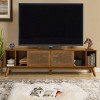 TV Stand for TVs Up to 75", Entertainment Console Table with Storage Shelves, Rattan Doors for Living Room or Media Room-Maison Boucle - 3 of 4
