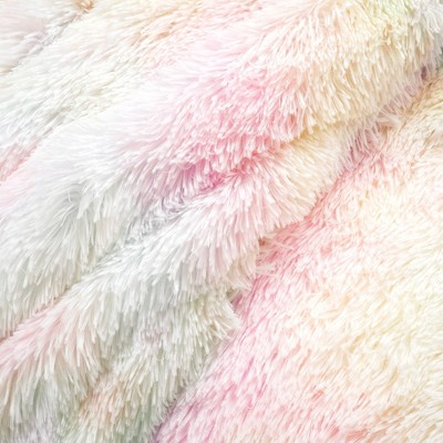 Rainbow Faux Fur Twin Comforter Set with Pillow Sham