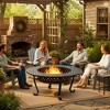 43'' Fire Pit with 2 Grills, Outdoor Wood Burning Fireplace with Lid and Fire Poker, BBQ & Bonfire & Round Metal Table - 4 of 4
