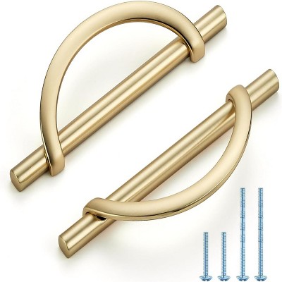 10 Pack Brushed Gold Cabinet Pulls 5 Inch(128MM) Hole Centers Kitchen Cabinet Handles Hardware Kitchen Handles