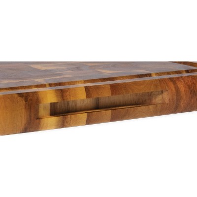 Large Acacia End Grain Cutting Board with Handles
