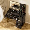 COMHOMA Vanity Desk with Mirror and Lights, Makeup Vanity Table with Large HD Mirror, 4 Drawers & Storage Shelves - 2 of 4