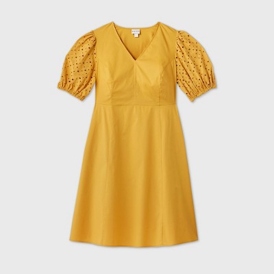 women's plus yellow dress