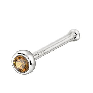 Jewelry Avalanche 22G 14K Gold Bezel-set Citrine Ball-end Nose Stud - 1 of 3