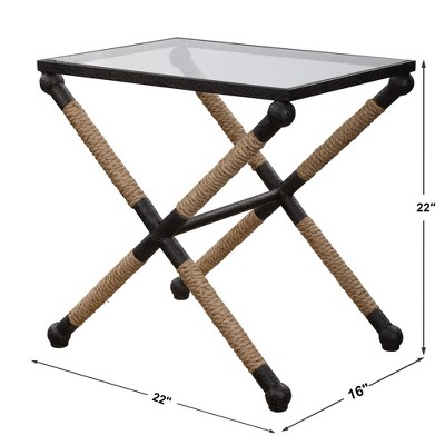 Braddock Coastal Black and Brown Glass Top Accent Table