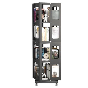 YONWAY 4-Tier All-Steel Rotating Bookshelf 360° Spinning Bookshelf Tower, Narrow Storage Shelves for Small Space, Bedroom, Living, Office - 1 of 4