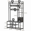 5-in-1 Coat Rack, Hall Tree with Bench and Shoe Storage, Freestanding Entryway Bench with 5-Tier Open Shelves - 2 of 4
