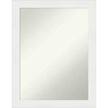 22" x 28" Non-Beveled Vanity White Narrow Bathroom Wall Mirror - Amanti Art