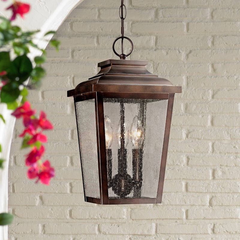 Minka Lavery Rustic Outdoor Hanging Light Fixture Chelsea Bronze Damp Rated 15 1/2" Clear Seedy Glass for Post Exterior Barn Porch, 2 of 4