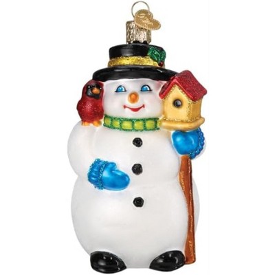 Old World Christmas Blown Glass Ornament for Christmas Tree, Snowman With Cardinal (with OWC Gift Box)
