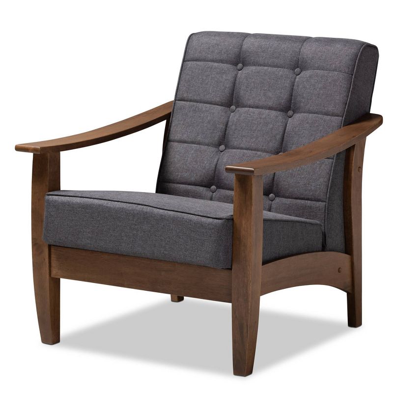 Larsen Walnut Wood Lounge Chair Gray - Baxton Studio, 1 of 9