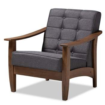 Larsen Walnut Wood Lounge Chair Gray - Baxton Studio