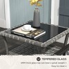 Okak Outdoor Rattan Side Tables w Storage Shelf, 2-Tier Patio End Table Coffee Table w Glass Top Outdoor&Indoor for Garden Balcony Yard Pool, Gray - 3 of 4
