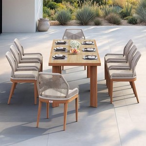 PURPLE LEAF Dining Set Patio Metal Table and Wicker Rattan Chairs for Outside Porch Garden Kitchen Modern Outdoor Furniture Sets - 1 of 4
