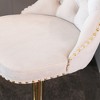 SKRAN Swivel Velvet Barstools Set of 2, Adjustable Seat Height Tufted Back Hand-Hammered Rivets Black Metal Leg For Home Pub & Kitchen Island - 4 of 4