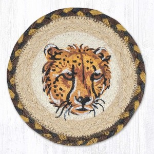 Earth Rugs Rustic Farmhouse 7" Coaster with Running Cheetah Wildlife Pattern - 1 of 3