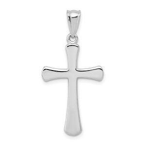 Black Bow Jewelry 14k White Gold Hollow Latin Cross Pendant, 16 x 33mm - 1 of 4