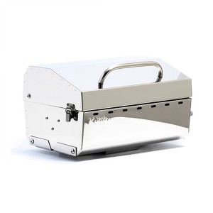 Camco Kuuma Stow N Go 125 Stainless Steel Gas Grill with Latch, Handle, and Pedestal Mount for Patio, Lawn, and Garden, Silver - 1 of 4